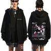 Anime Oosaki Nana Reißverschluss-Hoodie Vintage Grunge Black Stones Zip-Up Jacke Herbst Winter Herren Damen Manga Lässiges Zip-Up Sweatshirt