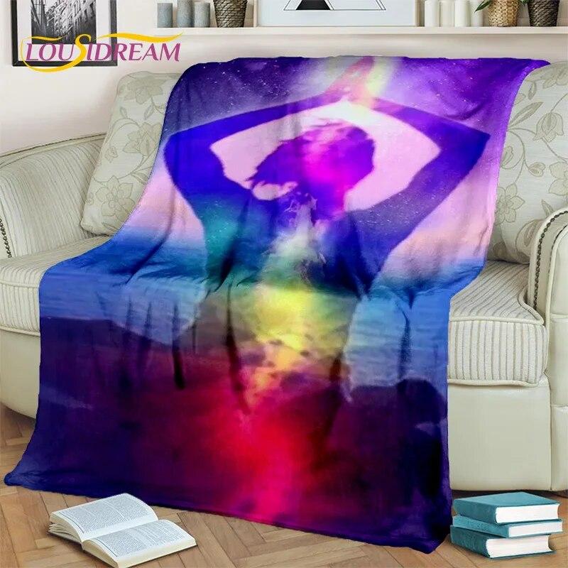 Rainbow 7 Chakra Yoga Meditation Blanket,Flannel Throw Blanket for Home Bedroom Bed Sofa Picnic Office Hiking Leisure Nap Cover