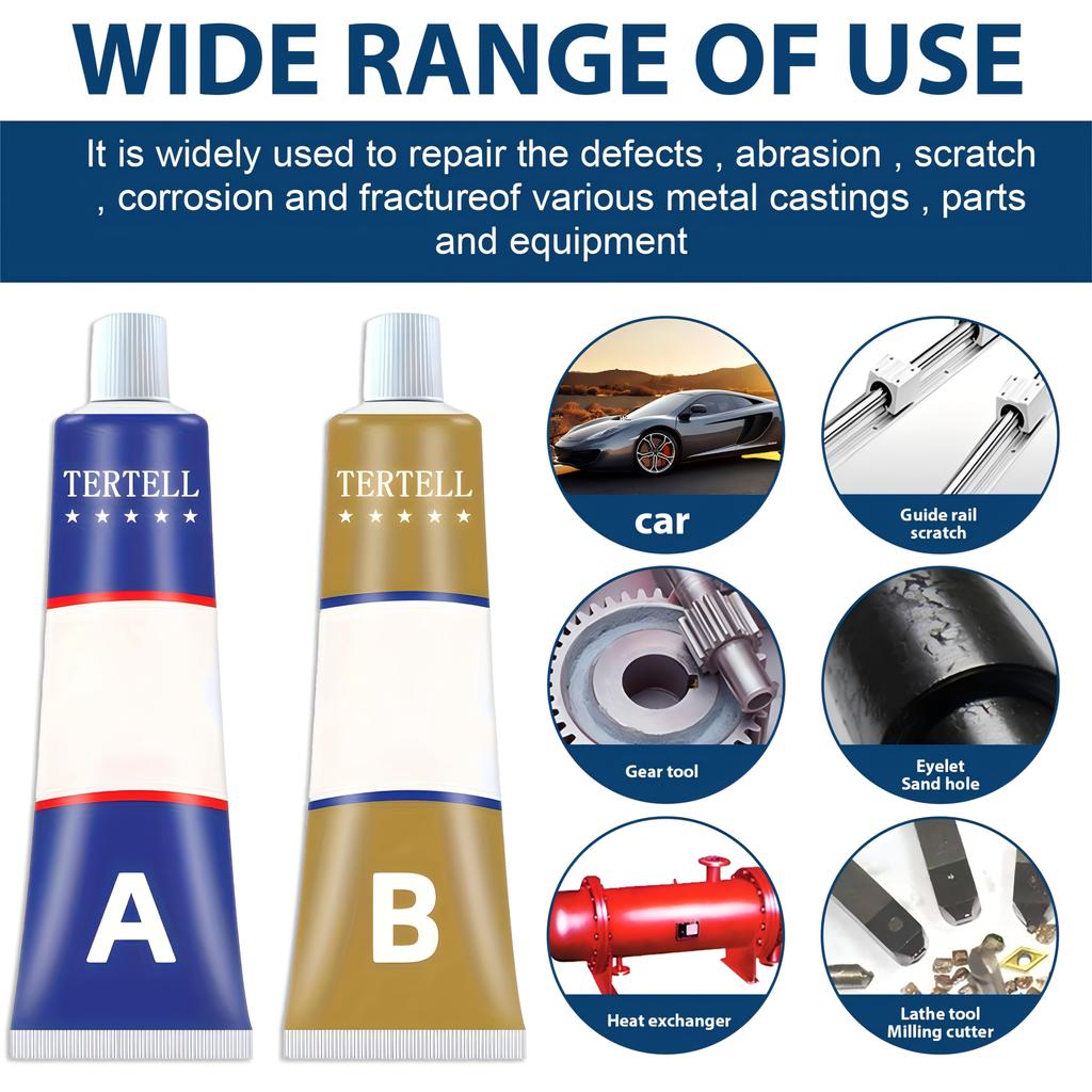 1set Durable Aluminum Metal Repair Epoxy Adhesive Glue, No Power Required, Weld-Grade Strength, Machinable, Sandable, Paintable