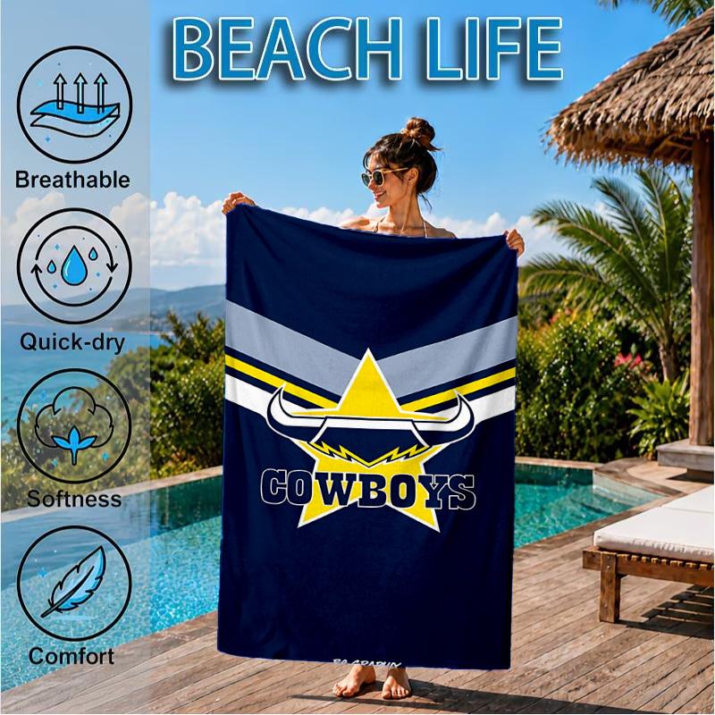 Asciugamano da Spiaggia Rugby del Queensland Settentrionale, Asciugatura Rapida, Facile da Curare, Adatto Sia per il Fitness che per le Vacanze al Mare, Essenziale Sportivo