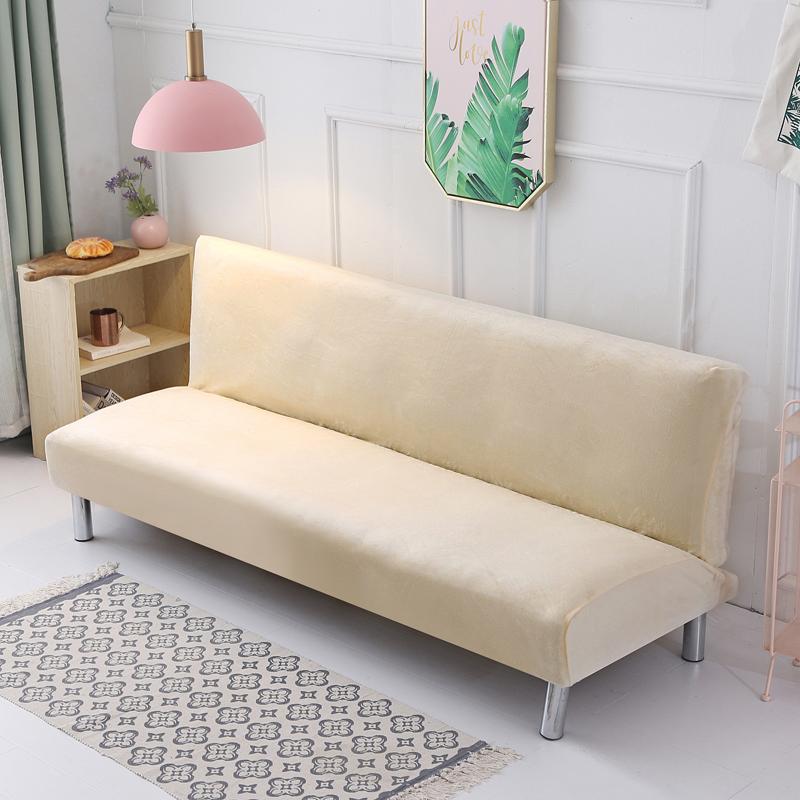 Plüsch Faltsofabettbezug Samt Dicke Überwurf Hülle für Armloses Schlafsofa Bettlaken Couchbezug Elastischer Futonbezug Winter S(160-185CM)