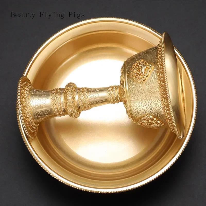 1 Satz Handwerkskunst Reines Kupfer Tibetische Acht Glückssymbole Tasse Handgeschnitzt Buddha Hall Dekoration Heimopfergaben Ornamente
