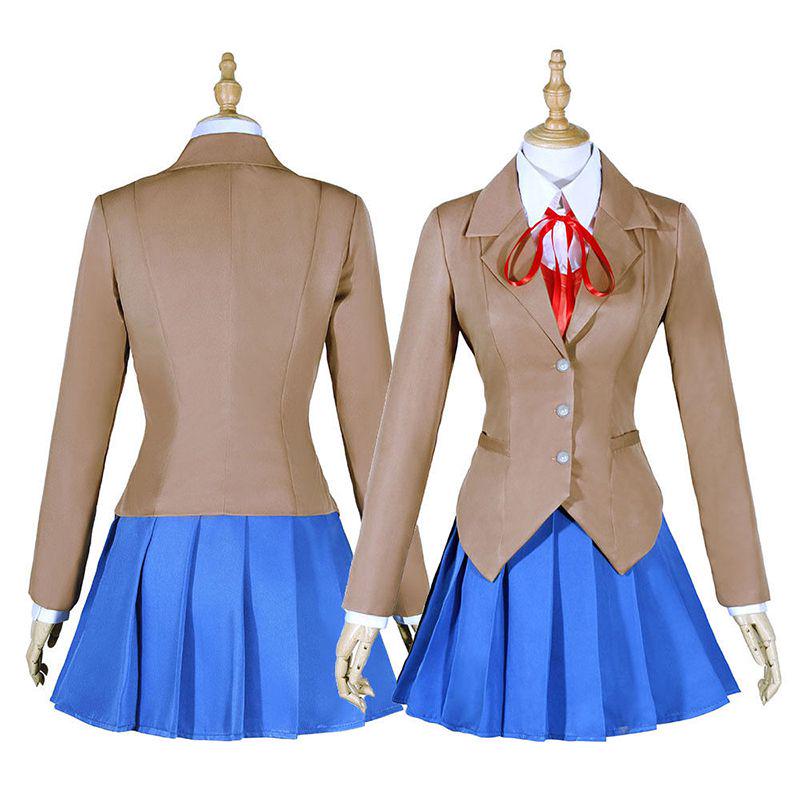 Sayori Yuri Natsuki Monika Prachtige Schooluniform Jurk Cosplay Kostuum Volledige Set