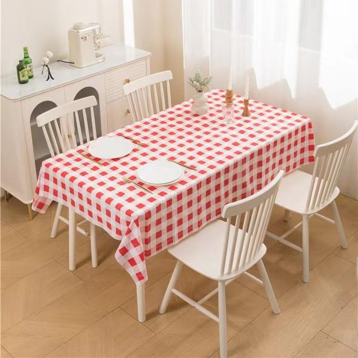 Simple And Advanced Sense Waterproof, Oil-Proof, Leave-In And Dirt-Resistant Home Picnic Student Modern Grid Peva Tablecloth