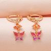 Elegant Zircon Butterfly Flower Earrings - Versatile Light Luxury Style for Women