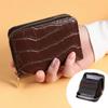 Vintage Mini Slim Card Holder with Zipper PU Zero Wallet Crocodile Pattern Multi Card Slots Thin Small Purse Driver License Case