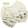 4/ 6pcs Eucalyptus Leave Peony Flower Placemats 12x18 Inch Summer Table Decorations for Kitchen Dining Party Home Decor