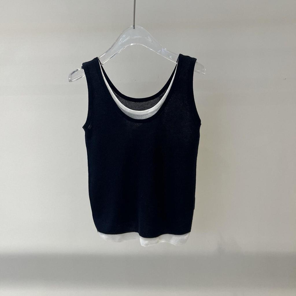 2026 Spring Women's Sleeveless Knit Vest: Fake Two-Piece, Round Neck Pullover (BR801137)