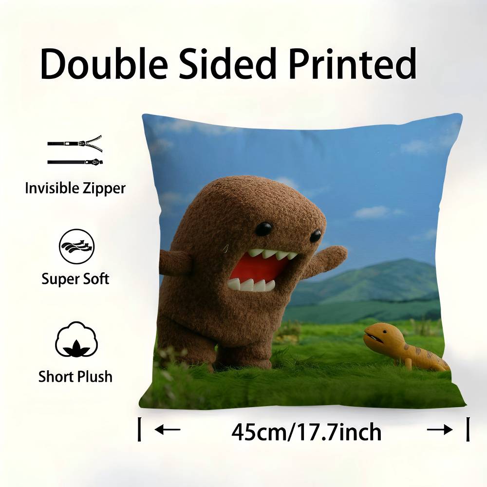 Cute Domo-Kun Pillowcase Toon Gift Cushion Cover Bedroom Home Sofa Chair Seat Decor Pillow Case