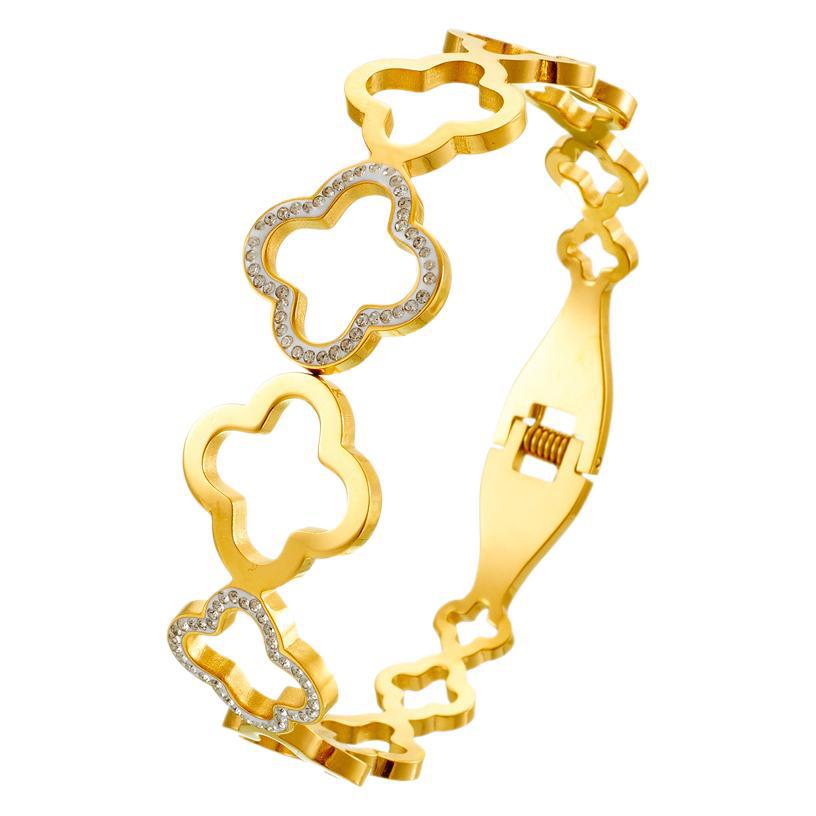 2026 New Hollow Four-leaf Clover Bracelet, High-end Sense Diamond-encrusted Bracelet, Light Luxury Temperament, Fashionable and Versatile.