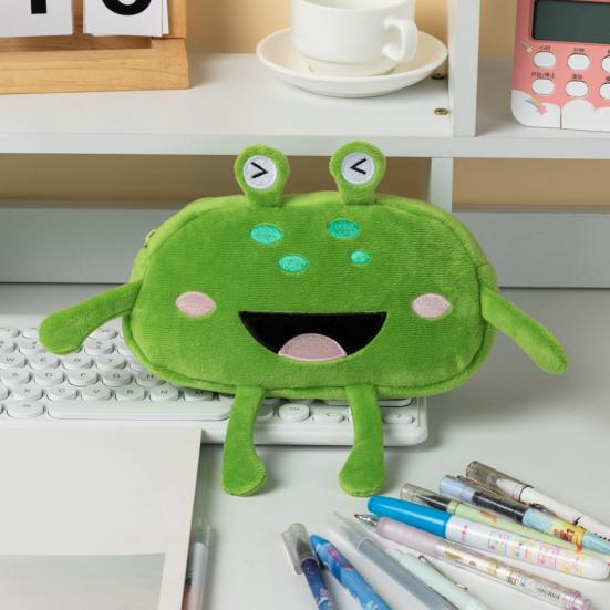 Stuffed Frog Pen Case, Funny Frog Pencil Bag, Fluffy Pencil Storage Pouch, Large Capacity Zipper Pen Bag for Boys Girls, Multifunctional Storage Bag