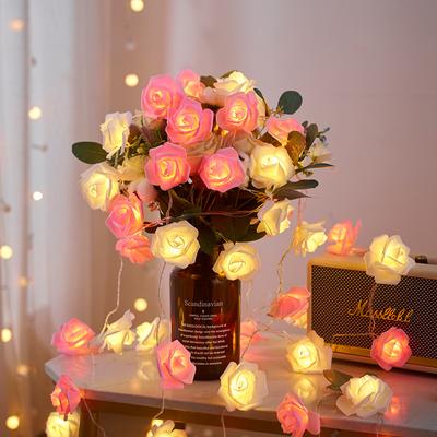 Rosenblüten Batteriebetriebene Lichterkette Romantische Valentinstagsdeko Hochzeit Zuhause Party Geburtstag Festival Innen Außen