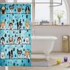 Lovely Dog Shower Curtains,Cute Puppies Cartoon Animal Bath Curtain,Paw Print Blue Cloth Fabric Bathroom Decor Set with Hooks