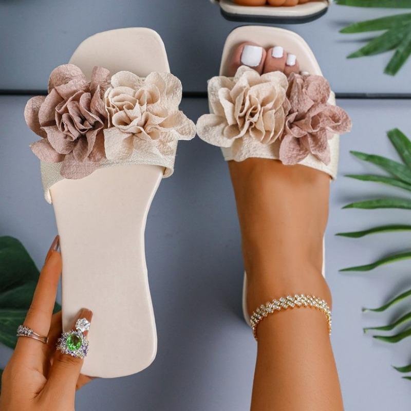 Pantofi Plați de Mărime Mare în Formă de Floare Papuci Pantofi Casual de Damă Șlapi de Plajă