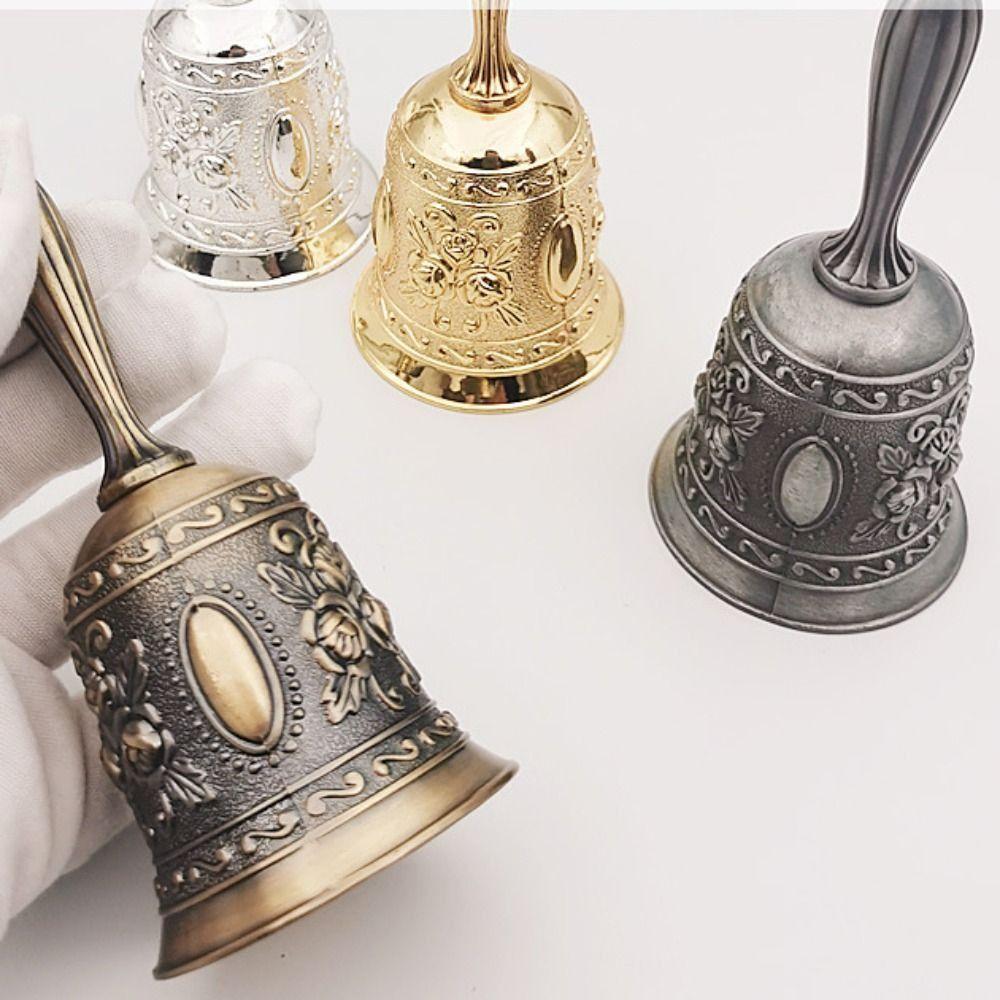 Retro Rose Church Bell Clear Sound Golden Dinner Bell Table Decor Pet Bell School