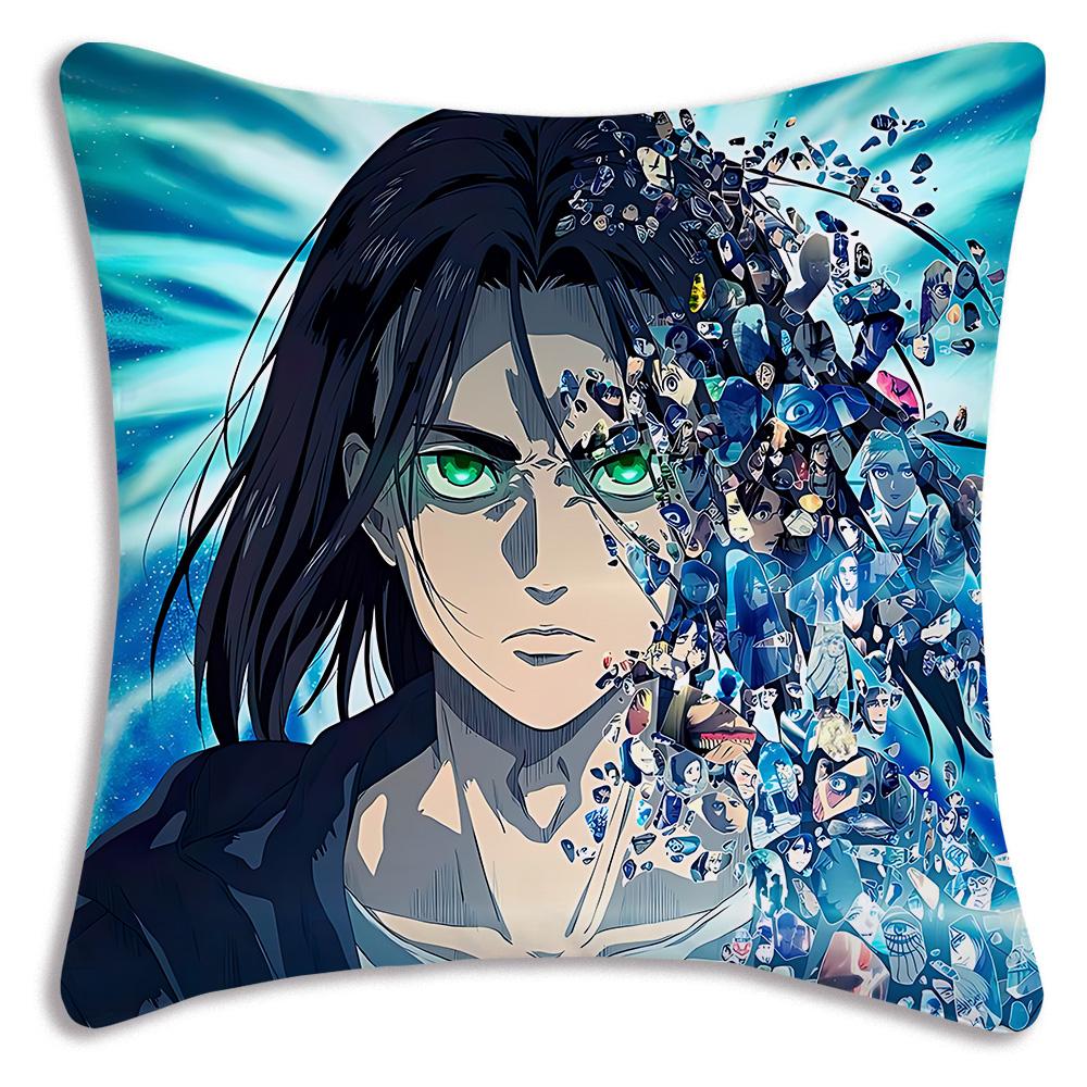 Anime Attacks on Titan Pillow Covers Cartoon Sofa Decorative Home Double-sided Printing Short Plush Cute Cushion Cover
