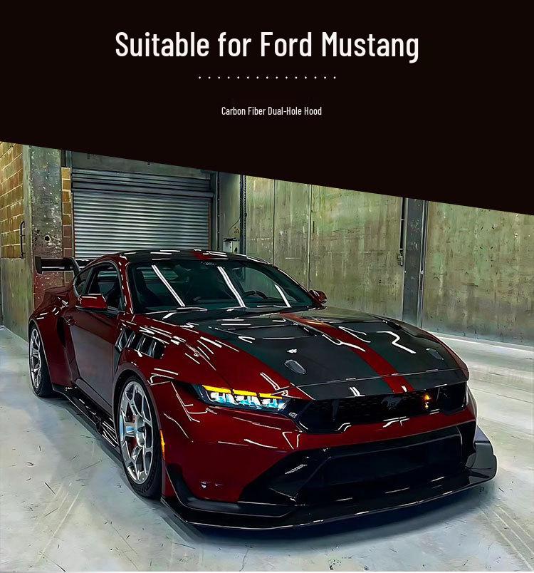 2024 Ford Mustang Dual-Hole Carbon Fiber Hood Kit
