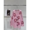 Autumn/Winter 2025 Floral Embroidered Cable Knit V-Neck Button Cardigan - Loose, Lazy Style