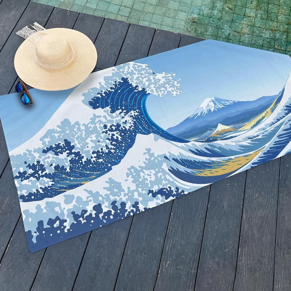 Katsushika Art Great Waves Cartoon Towel Towels For Beaches Yoga Studios Gyms Hot Springs Swimming Pools And Picnics
