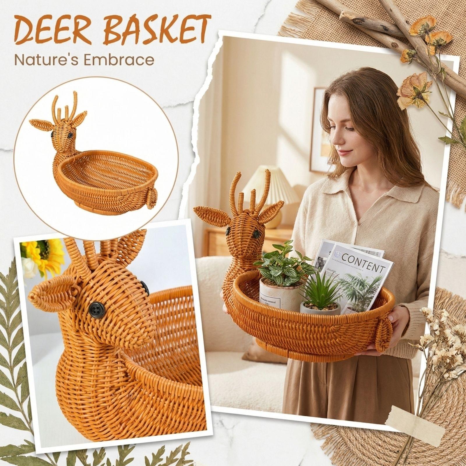 Creative Handmade Imitation Vine Weaving Vine Basket Children s Toy Water Fruit Basket Snack Dried Fruit Cartoon Animal Storage Basket One Size 1380₽