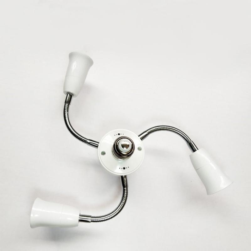 Adjustable White E27 Base Light Socket Splitter Led Bulbs Holder Converter With Extension Hose Lamp Holder