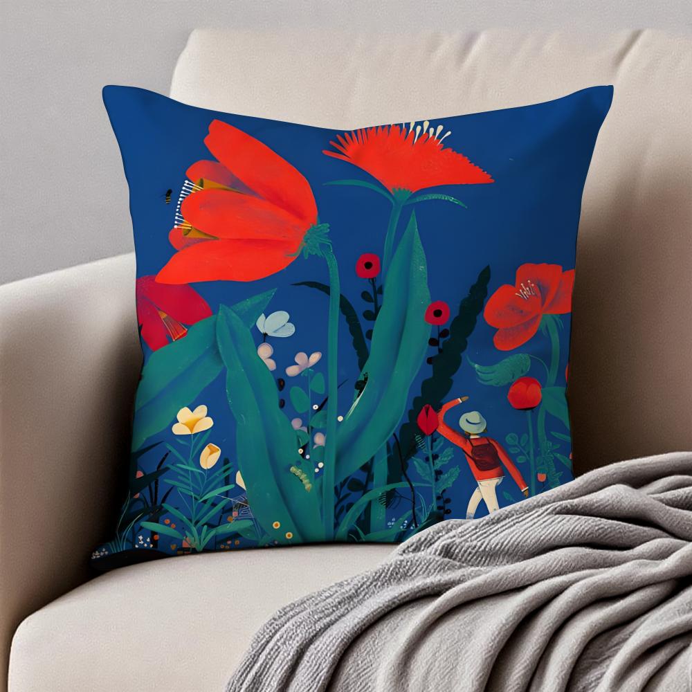 art LLisk Feng Cushion Cover Pillowcase Antidustmite Invisible Zipper Short Plush Sofa Cushion