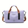 Nylon Travel Duffle Bag with Shoe Compartment Large Capacity Argyle Pattern Casual Weekender Overnight Gym Storage Bag