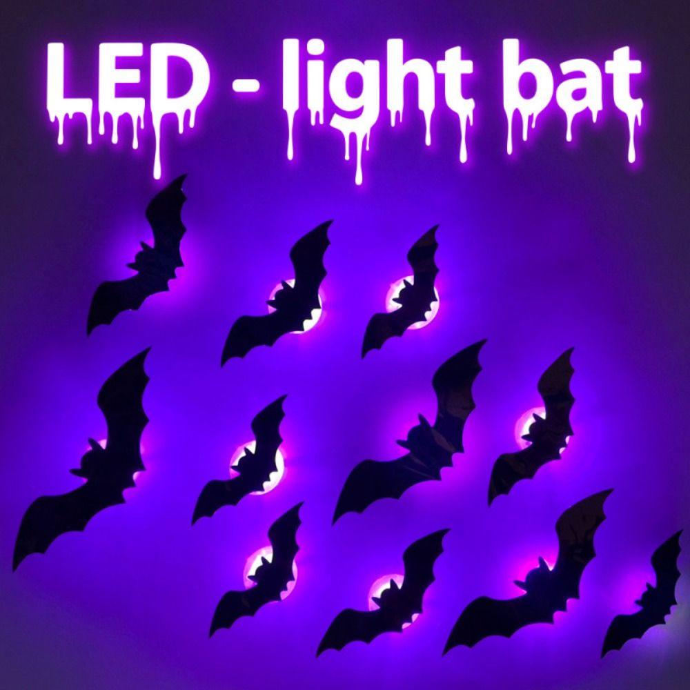 16 Stück 3D Leuchtende LED Fledermauslicht Stereoskopischer Leuchtender Wandaufkleber Fledermaus Wandaufkleber Heimdekoration