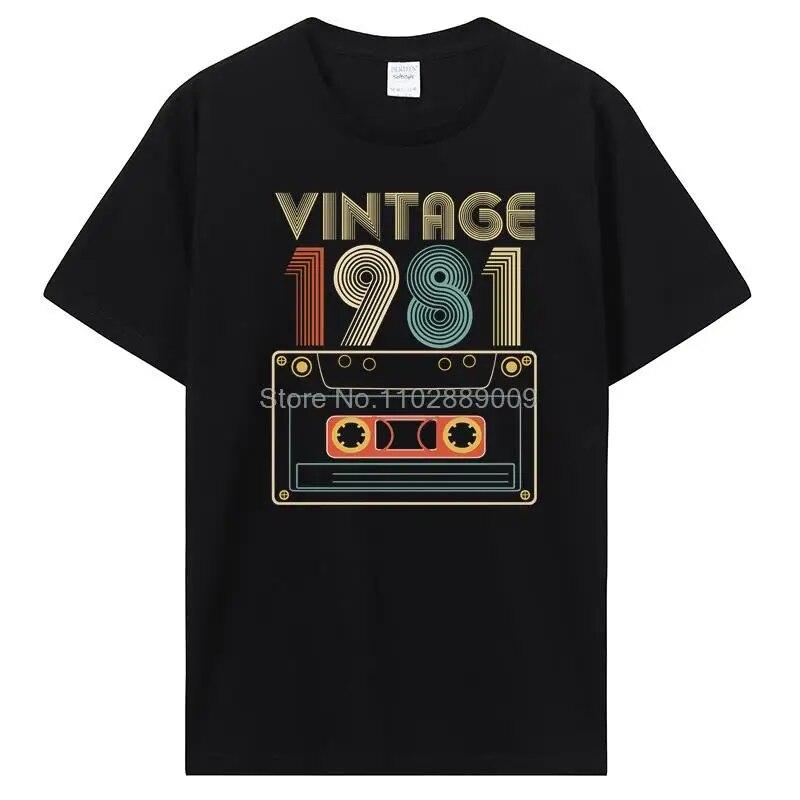 Vintage Tillverkad 1981 Alla Originaldelar Födelsedags-T-shirt Jubileums-T-shirt Oversized Unisex Kläder T-shirts För Unisex Streetwear