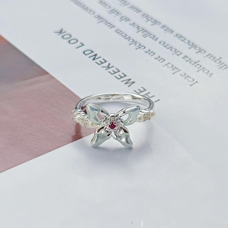 Small Fresh Exquisite Niche High-End Enamel Butterfly Zir*****Pen Ring Women'S Light Luxury Temperament Fashion Index Finger Ring