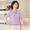 Damen Rhinestone Polo-Strick-T-Shirt mit Seidenmischung