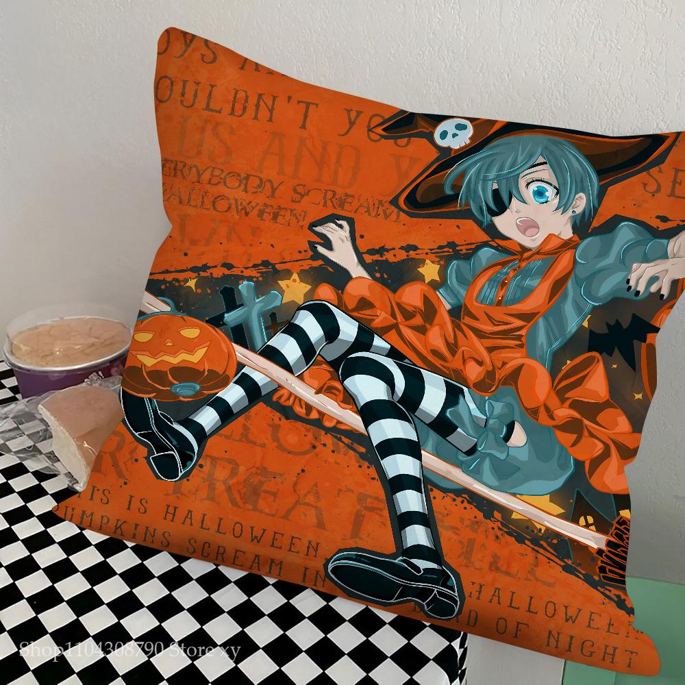 Black Butler Anime Kuddfodral Mode Fyrkantigt Kuddfodral Sovrum Soffa Rum Ins Dekoration Fritid Kuddfodral 40x40
