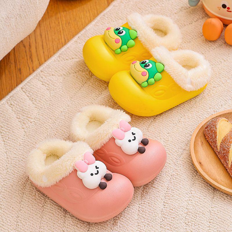 Waterproof Plush Cotton Slippers for Kids, Boys & Girls - Removable & Washable, Warm for Autumn/Winter