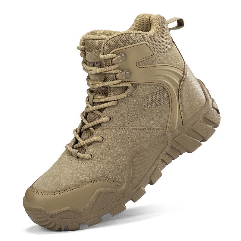 Men s Mid-Calf Tactical Combat Boots for Outdoor Hiking and Mountaineering - Anti-Kick Protection 45 песочный