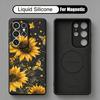 INS Colorful Floral Case For Samsung Galaxy S26 S25 Ultra S24 Plus S23 S22 Ultra Magnetic For Magsafe Liquid Silicone Cover