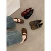 French Flat-bottomed Retro Round Head with Suede Mary Jane Shoes Women's Shoes Versatile Commuting Gentle Evening Wind Single Shoes