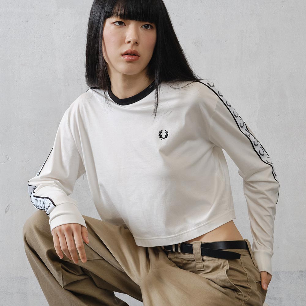 Fred Perry [Womens] Tape Long Sleeve T-Shirt - Snow White Afpf2531109-129