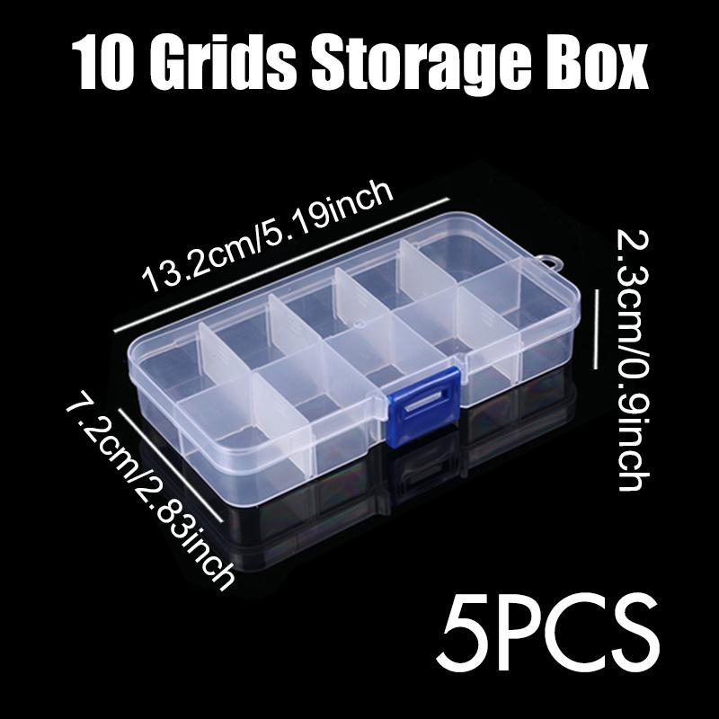 

5/10PCS Portable Storage Case 10Slots Adjustable Transparent Jewelry Storage Displaying Box Dustproof Waterproof Home Supply ZYF