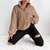 Women's Burgundy Cable Knit Turtleneck Sweater, Cozy Winter Pullover, Ribbed Cuff