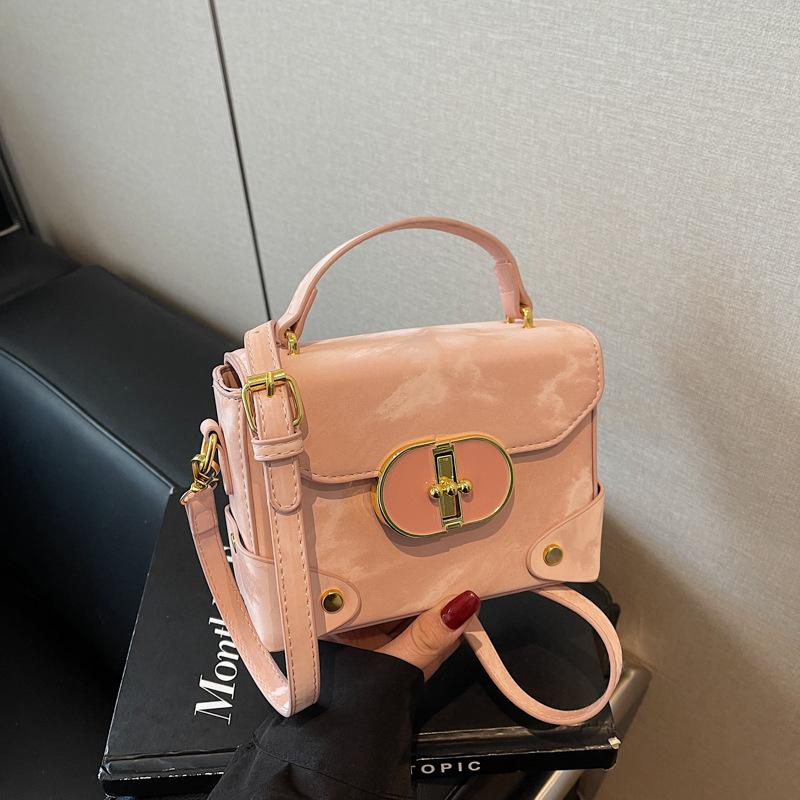 

Универсальная маленькая сумка женская 2025 новая сумка-замок маленькая квадратная сумка сумки сумка для стилизации сумка на плечо сумка-мессенджер розовый