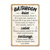 Vintage Bathroom Rules Metal Sign Retro Wall Decor Iron Tin Art Home Cafe Office