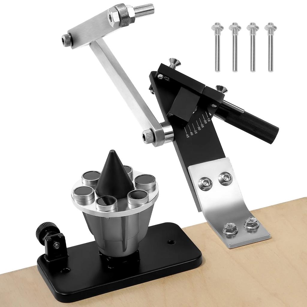 VEVOR Lawn Mower Blade Sharpener and Balancer, 15 degrees - 45 degrees Adjustable Lawnmower Blade Sharpening Tool with 4 Adapter Pins