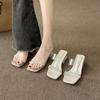 Fairy Feng Shui Diamond Slippers Female Summer Wear Fashion High Sense Transparent Word Band