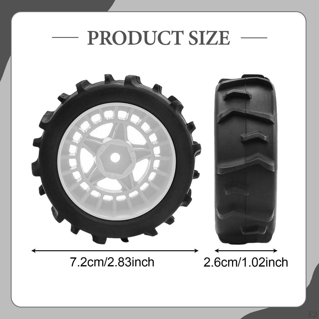 4 Pieces All Terrain RC Wheels Replacement 2.8x1inch for 1: 14 Scale Sturdy Accessory Easily Install