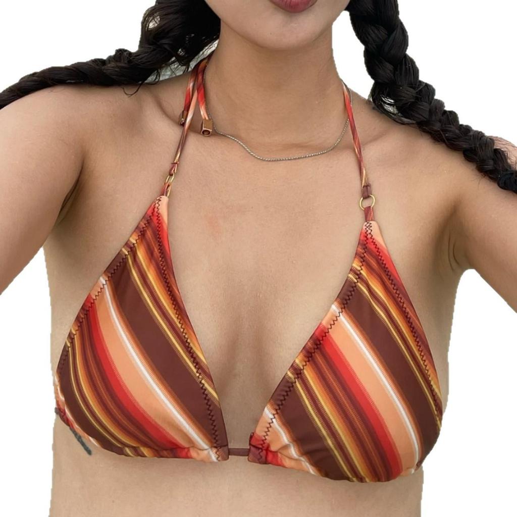 Women's Two-Piece Striped Bikini - Sexy Spaghetti Strap, Backless, Low-Waist