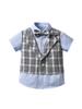 Boys' British Style Plaid Gentleman Two-Piece Short Sleeve Set