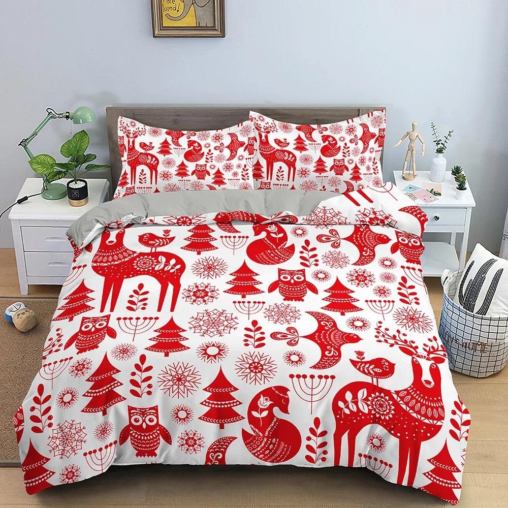 Christmas Decoration Bedding Set Luxury Soft Duvet Cover Set 3D Christmas Printed Quilt Cover King Queen Twin Size Home Textile