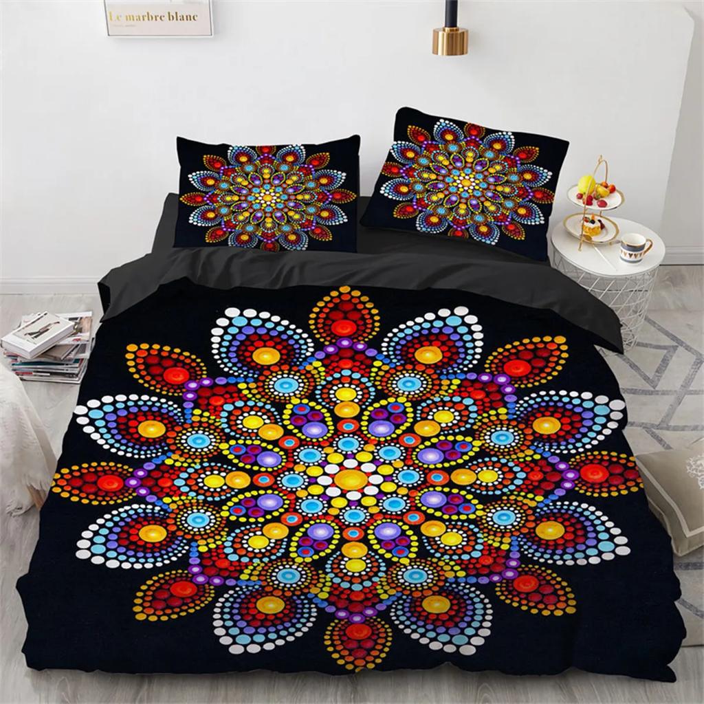 Bohemia Floral Mandala Duvet Cover Microfiber Exotic For Children Girls Women For Bedroom Decoration With Pillowcase Queen King