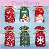Christmas Gift Bag With Drawstring Ribbon Santa Print For Holiday Packaging