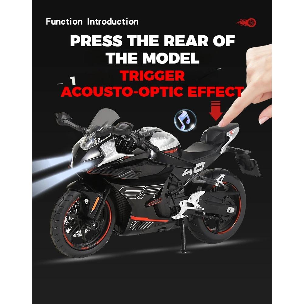 1/12 Scale CFMOTO 450SR RACE REPLICA Alloy Metal Diecat Model Motorcycle Sound & Light High Simulation Collection Ornaments Gifts Boy
